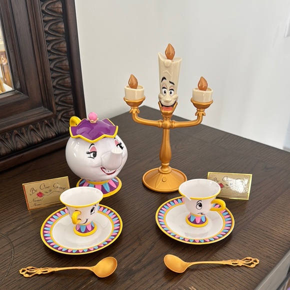 Colorful Teacup and Saucer Set with Spoon - Picture 1 of 2